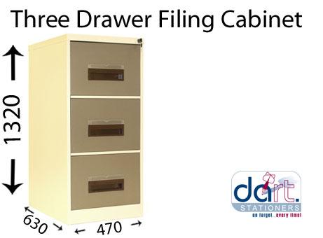 THREE DRAWER FILING CABINET IVORY AND KAROO