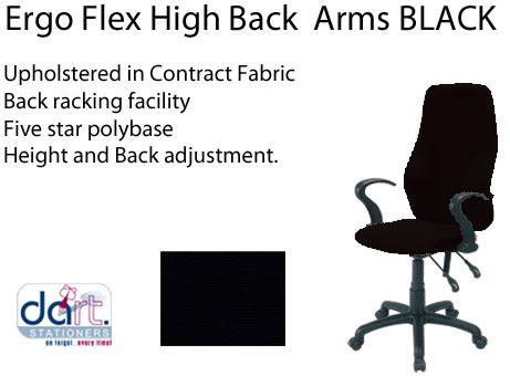 CHAIR ERGO FLEX H/BACK ARMS BLACK