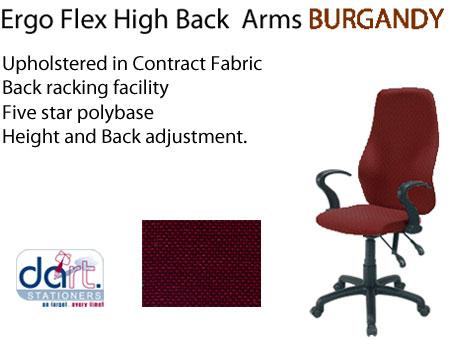 CHAIR ERGO FLEX H/BACK ARMS BURGUNDY