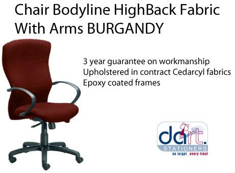 CHAIR BODYLINE H/BACK FABRIC W/A BURGANDY