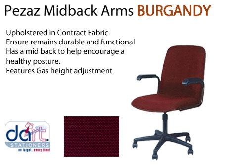 CHAIR PEZAZ MIDBACK ARMS FABRIC BURGANDY