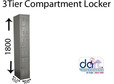 LOCKERS 3 COMPARTMENT GREY