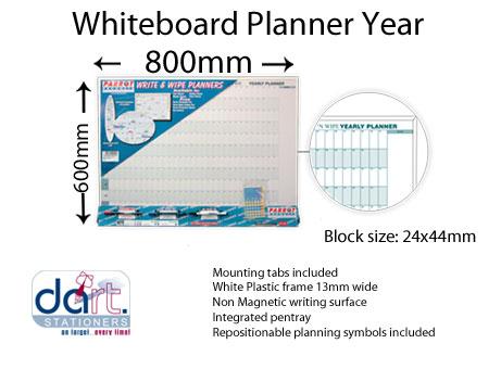 WHITEBOARD WRITE&WIPE YEARLY 800X600 PLANNER