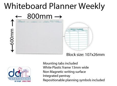 WHITEBOARD WRITE&WIPE WEEKLY 800X600 PLANNER