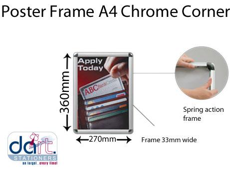 POSTER FRAME A4 360X270MM CHROME CORNERS