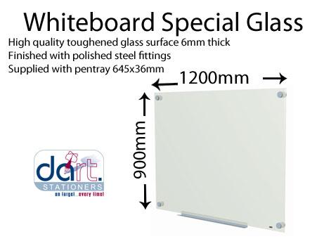 WHITEBOARD GLASS 1200X900MM MAGNETIC